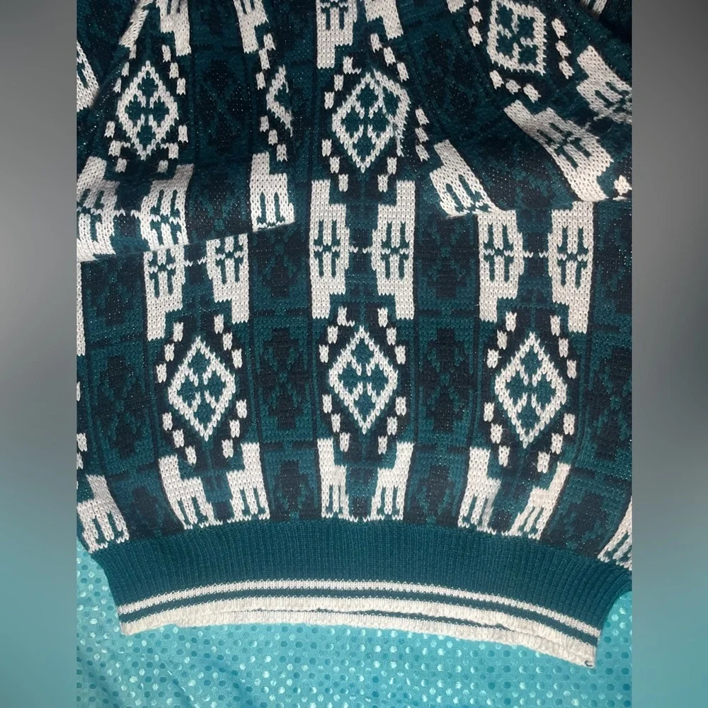 Vintage McGregor Patterned Blue Black Acrylic Knit Crewneck sz XL